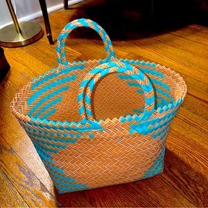 anthropologie diamond woven beach tote